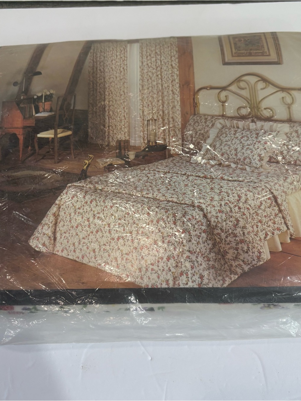 JC Penney Percale DUSTY ROSE Saybrook FULL Size Flat Sheet Vintage Made in USA - Picture 3 of 3